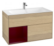 Тумба под раковину Villeroy & Boch Finion 99,6х49,8 см с подсветкой ДСП шпон дуба/пион матовый лак F030HBPC
