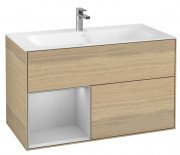 Тумба под раковину Villeroy & Boch Finion 99,6х49,8 см с подсветкой ДСП шпон дуба/светло-серый матовый лак F030GJPC