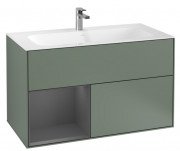 Тумба под раковину Villeroy & Boch Finion 99,6х49,8 см с подсветкой МДФ оливковый матовый лак/антрацит матовый лак F030GKGM