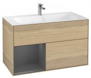 Тумба под раковину Villeroy & Boch Finion 99,6х49,8 см с подсветкой ДСП шпон дуба/антрацит матовый лак F030GKPC