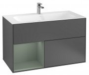 Тумба под раковину Villeroy & Boch Finion 99,6х49,8 см с подсветкой МДФ антрацит матовый лак/оливковый матовый лак F030GMGK