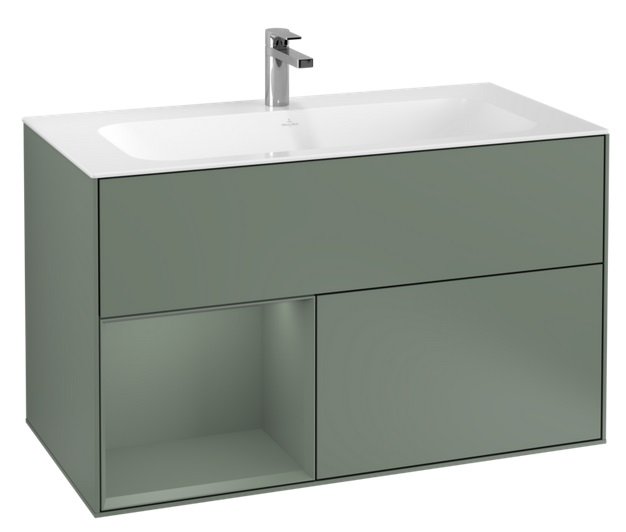 Тумба под раковину Villeroy & Boch Finion 99,6х49,8 см с подсветкой МДФ оливковый матовый лак F030GMGM