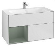 Тумба под раковину Villeroy & Boch Finion 99,6х49,8 см с подсветкой МДФ белый матовый лак/оливковый матовый лак F030GMMT