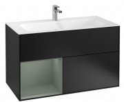 Тумба під раковину Villeroy & Boch Finion 99,6х49,8 см із підсвічуванням МДФ чорний матовий лак/оливковий матовий лак F030GMPD