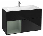 Тумба під раковину Villeroy & Boch Finion 99,6х49,8 см із підсвічуванням МДФ глянсовий чорний лак/оливковий матовий лак F030GMPH