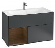 Тумба под раковину Villeroy & Boch Finion 99,6х49,8 см с подсветкой МДФ темно-синий матовый лак/шпон грецкого ореха F030GNHG