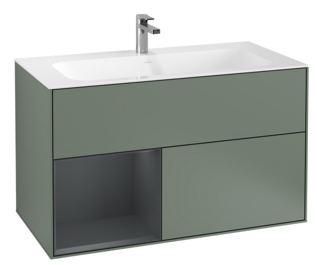 Тумба под раковину Villeroy & Boch Finion 99,6х49,8 см с подсветкой МДФ оливковый матовый лак/темно-синий матовый лак F030HGGM