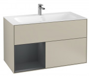 Тумба под раковину Villeroy & Boch Finion 99,6х49,8 см с подсветкой МДФ песок матовый лак/темно-синий матовый лак F030HGHH