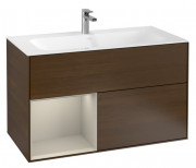 Тумба под раковину Villeroy & Boch Finion 99,6х49,8 см с подсветкой ДСП шпон грецкого ореха/песок матовый лак F030HHGN