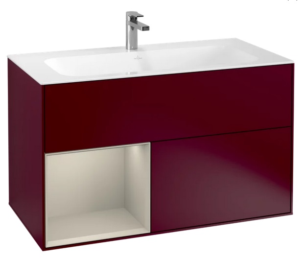 Тумба под раковину Villeroy & Boch Finion 99,6х49,8 см с подсветкой МДФ пион матовый лак/песок матовый лак F030HHHB