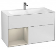 Тумба под раковину Villeroy & Boch Finion 99,6х49,8 см с подсветкой МДФ белый матовый лак/песок матовый лак F030HHMT