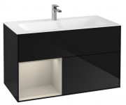 Тумба под раковину Villeroy & Boch Finion 99,6х49,8 см с подсветкой МДФ глянцевый черный лак/песок матовый лак F030HHPH