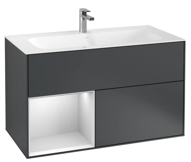 Тумба під раковину Villeroy & Boch Finion 99,6х49,8 см із підсвічуванням МДФ темно-синій матовий лак/білий матовий лак F030MTHG