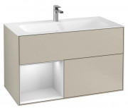 Тумба під раковину Villeroy & Boch Finion 99,6х49,8 см з підсвічуванням МДФ пісок матовий лак/білий матовий лак F030MTHH