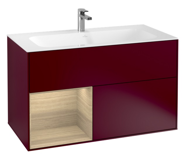 Тумба под раковину Villeroy & Boch Finion 99,6х49,8 см с подсветкой МДФ пион матовый лак/шпон дуба F030PCHB