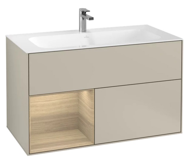 Тумба под раковину Villeroy & Boch Finion 99,6х49,8 см с подсветкой МДФ песок матовый лак/шпон дуба F030PCHH