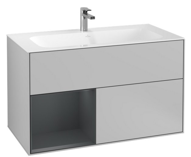 Тумба під раковину Villeroy & Boch Finion 99,6х49,8 см із підсвічуванням МДФ світло-сірий матовий лак/темно-синій матовий лак F030HGGJ