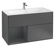 Тумба под раковину Villeroy & Boch Finion 99,6х49,8 см с подсветкой МДФ антрацит матовый лак/темно-синий матовый лак F030HGGK