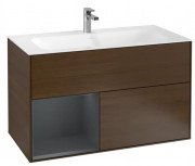 Тумба под раковину Villeroy & Boch Finion 99,6х49,8 см с подсветкой ДСП шпон грецкого ореха/темно-синий матовый лак F030HGGN