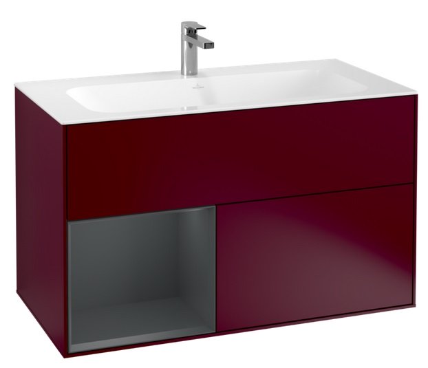 Тумба під раковину Villeroy & Boch Finion 99,6х49,8 см з підсвічуванням МДФ півонія матовий лак/темно-синій матовий лак F030HGHB