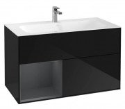 Тумба под раковину Villeroy & Boch Finion 99,6х49,8 см с подсветкой МДФ глянцевый черный лак/темно-синий матовый лак F030HGPH