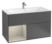 Тумба под раковину Villeroy & Boch Finion 99,6х49,8 см с подсветкой МДФ антрацит матовый лак/песок матовый лак F030HHGK