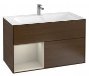 Тумба под раковину Villeroy & Boch Finion 99,6х49,8 см с подсветкой ДСП шпон грецкого ореха/песок матовый лак F030HHGN