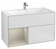 Тумба под раковину Villeroy & Boch Finion 99,6х49,8 см с подсветкой МДФ белый матовый лак/песок матовый лак F030HHMT