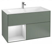 Тумба под раковину Villeroy & Boch Finion 99,6х49,8 см с подсветкой МДФ оливковый матовый лак/белый матовый лак F030MTGM