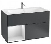 Тумба под раковину Villeroy & Boch Finion 99,6х49,8 см с подсветкой МДФ темно-синий матовый лак/белый матовый лак F030MTHG