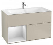 Тумба под раковину Villeroy & Boch Finion 99,6х49,8 см с подсветкой МДФ песок матовый лак/белый матовый лак F030MTHH