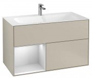 Тумба под раковину Villeroy & Boch Finion 99,6х49,8 см с подсветкой МДФ песок матовый лак/белый матовый лак F030MTHH