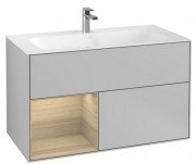 Тумба под раковину Villeroy & Boch Finion 99,6х49,8 см с подсветкой МДФ светло-серый матовый лак/шпон дуба F030PCGJ