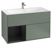 Тумба под раковину Villeroy & Boch Finion 99,6х49,8 см с подсветкой МДФ оливковый матовый лак/черный матовый лак F030PDGM