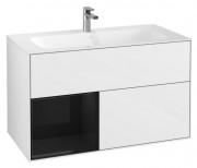 Тумба під раковину Villeroy & Boch Finion 99,6х49,8 см з підсвічуванням МДФ білий глянцевий лак/глянцевий чорний лак F030PHGF
