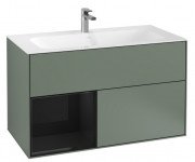 Тумба под раковину Villeroy & Boch Finion 99,6х49,8 см с подсветкой МДФ оливковый матовый лак/глянцевый черный лак F030PHGM