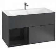 Тумба під раковину Villeroy & Boch Finion 99,6х49,8 см із підсвічуванням МДФ темно-синій матовий лак/глянцевий чорний лак F030PHHG