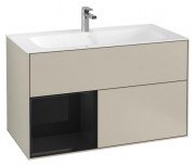 Тумба під раковину Villeroy & Boch Finion 99,6х49,8 см з підсвічуванням МДФ пісок матовий лак/глянцевий чорний лак F030PHHH