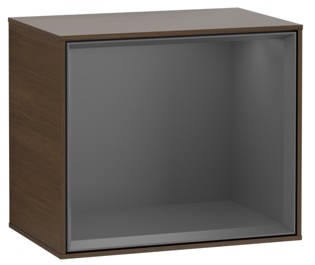 Стеллаж для ванной Villeroy & Boch Finion 41,8х35,6х27 см с подсветкой ДСП шпон грецкого ореха/антрацит матовый лак G590GKGN