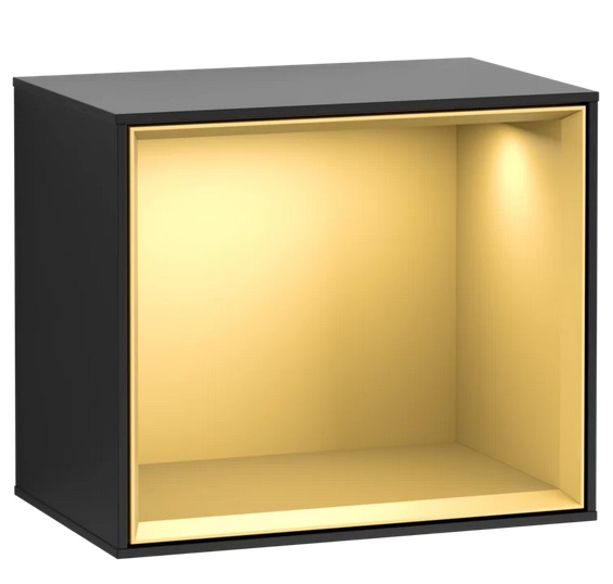 Стелаж для ванної Villeroy & Boch Finion 41,8х35,6х27 см з підсвічуванням МДФ чорний матовий лак/золотий матовий лак G590HFPD