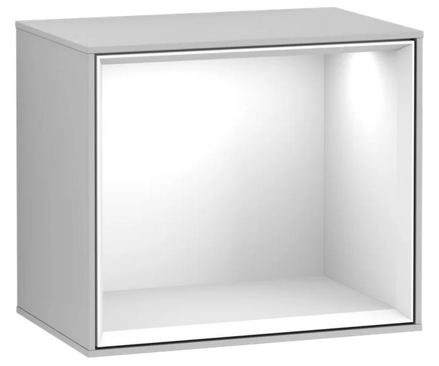 Стелаж для ванної Villeroy & Boch Finion 41,8х35,6х27 см з підсвічуванням МДФ світло-сірий матовий лак/глянсовий білий лак G590GFGJ