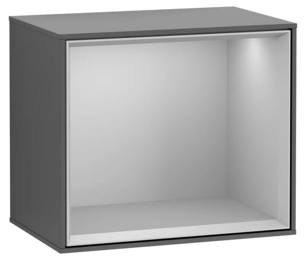 Стеллаж для ванной Villeroy & Boch Finion 41,8х35,6х27 см с подсветкой МДФ антрацит матовый лак/светло-серый матовый лак G590GJGK