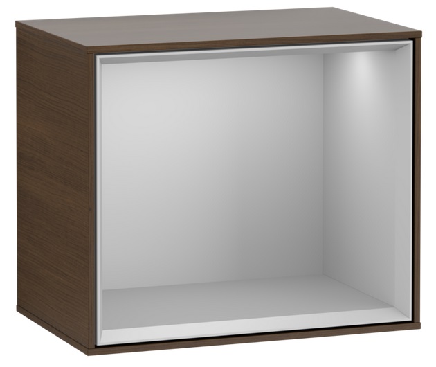 Стеллаж для ванной Villeroy & Boch Finion 41,8х35,6х27 см с подсветкой ДСП шпон грецкого ореха/светло-серый матовый лак G590GJGN