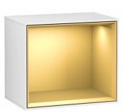 Стеллаж для ванной Villeroy & Boch Finion 41,8х35,6х27 см с подсветкой МДФ глянцевый белый лак/золотой матовый лак G590HFGF