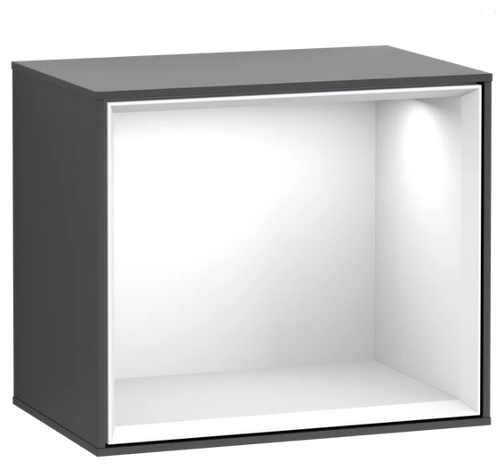 Стеллаж для ванной Villeroy & Boch Finion 41,8х35,6х27 см с подсветкой МДФ темно-синий матовый лак/глянцевый белый лак G590GFHG