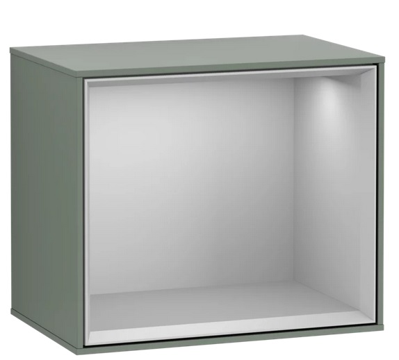 Стеллаж для ванной Villeroy & Boch Finion 41,8х35,6х27 см с подсветкой МДФ оливковый матовый лак/светло-серый матовый лак G590GJGM