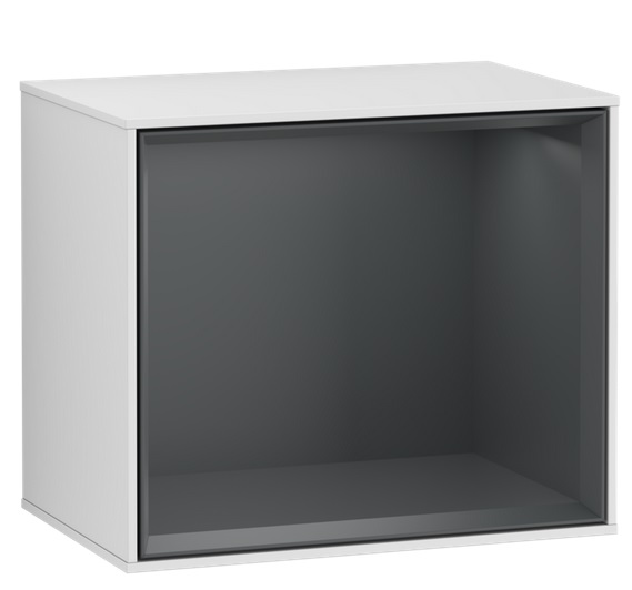 Стеллаж для ванной Villeroy & Boch Finion 41,8х35,6х27 см с подсветкой МДФ белый матовый лак/темно-синий матовый лак G590HGMT