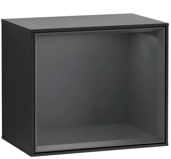 Стелаж для ванної Villeroy & Boch Finion 41,8х35,6х27 см з підсвічуванням МДФ глянсовий чорний лак/темно-синій матовий лак G590HGPH