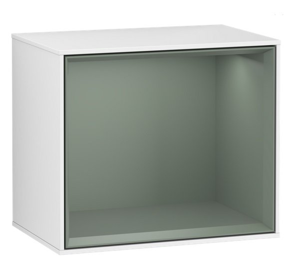 Стелаж для ванної Villeroy & Boch Finion 41,8х35,6х27 см з підсвічуванням МДФ глянсовий білий лак/оливковий матовий лак G590GMGF