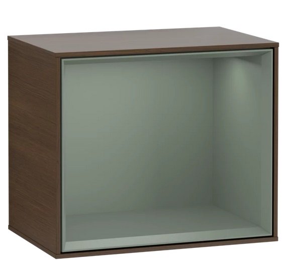 Стелаж для ванної Villeroy & Boch Finion 41,8х35,6х27 см з підсвічуванням ДСП шпон волоського горіха/оливковий матовий лак G590GMGN